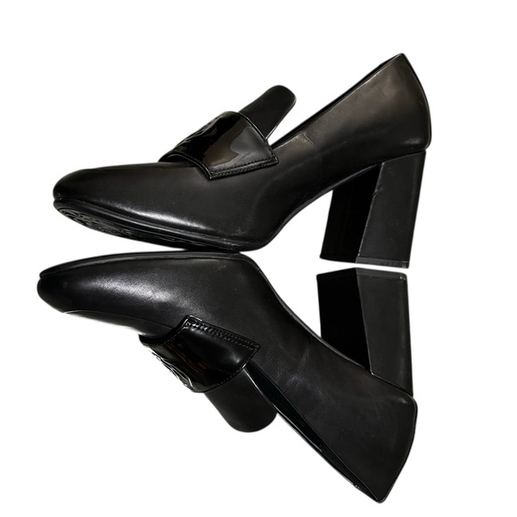 Taryn Rose Hadlee blossom black leather heeled loafers - Picture 5 of 8